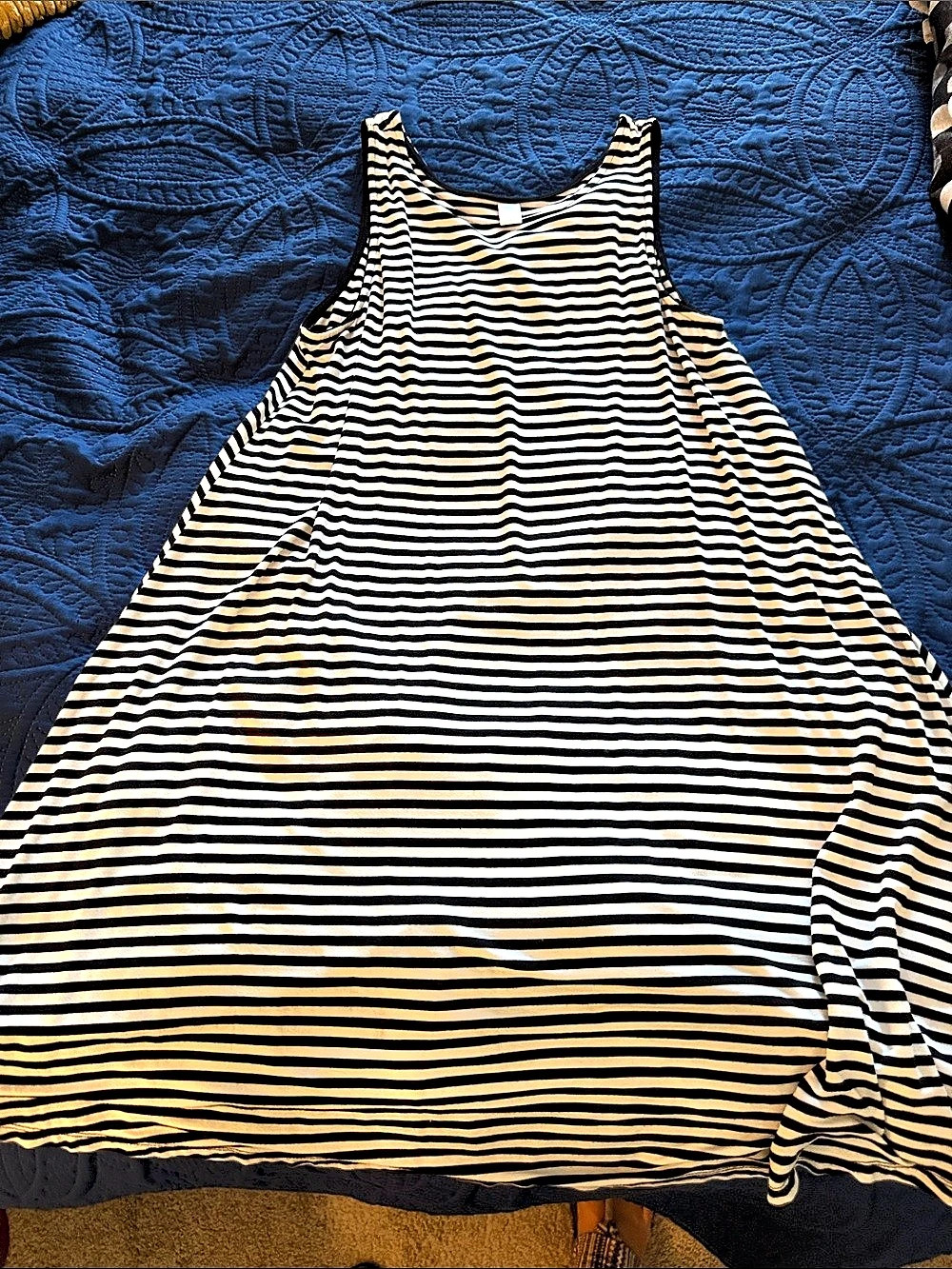 Old Navy Sleeveless Jersey Swing Dress Black & White Medium